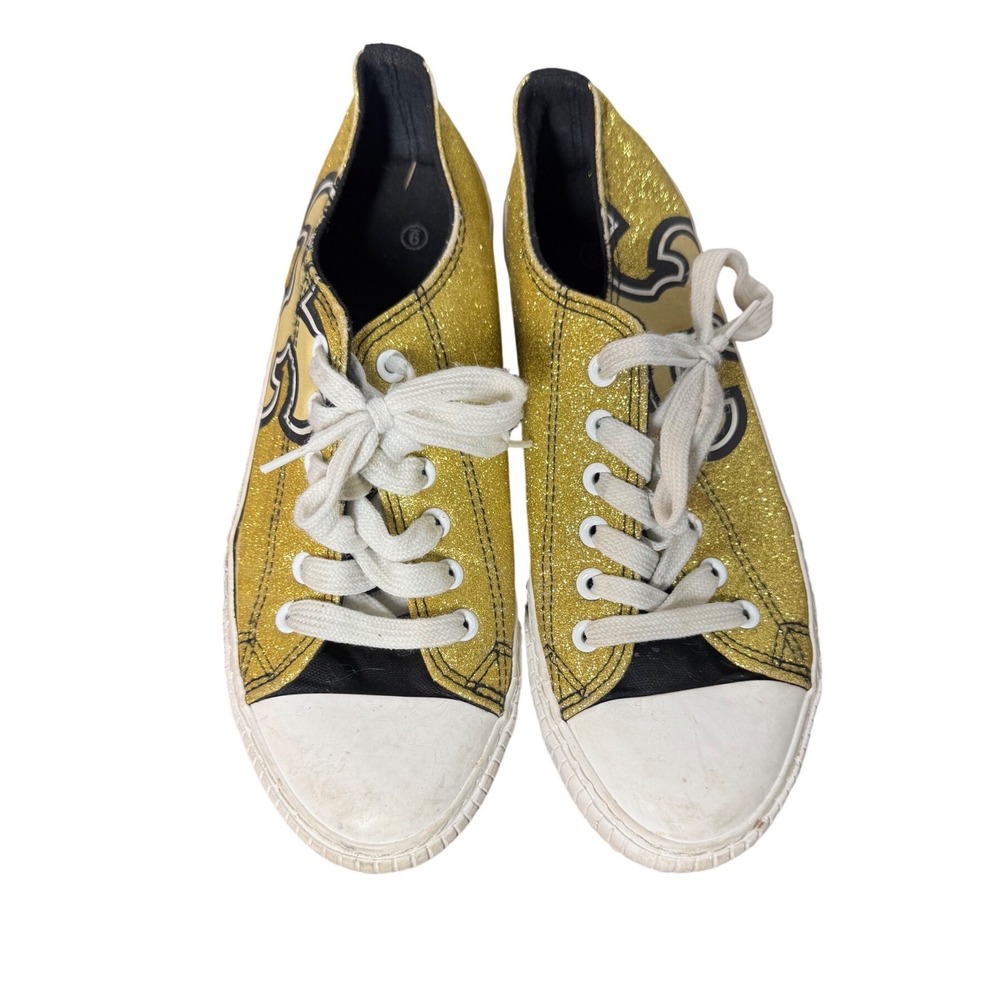 FOCO New Orleans Saints Glitter Low Top Canvas Sneakers Size 9 Gold NFL Logo